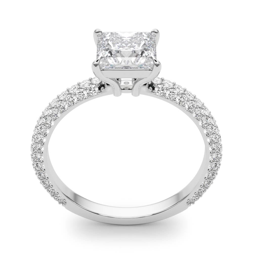 Timeless Pave Engagement Ring With Cut Head Princess Diamond Engagement Ring — 9K/18K Gold & Platinum
