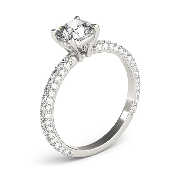 Elegant Pave Engagement Ring With Head Cushion Diamond Engagement Ring — 9K/18K Gold & Platinum