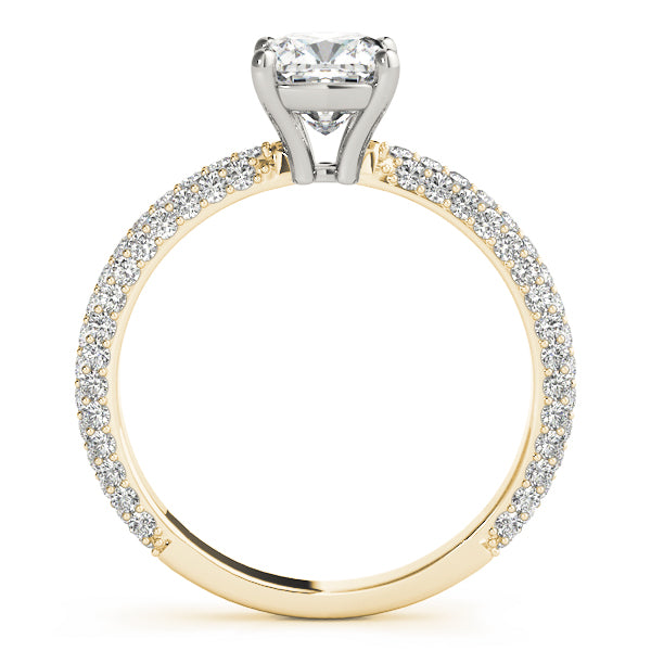 Elegant Pave Engagement Ring With Head Cushion Diamond Engagement Ring — 9K/18K Gold & Platinum