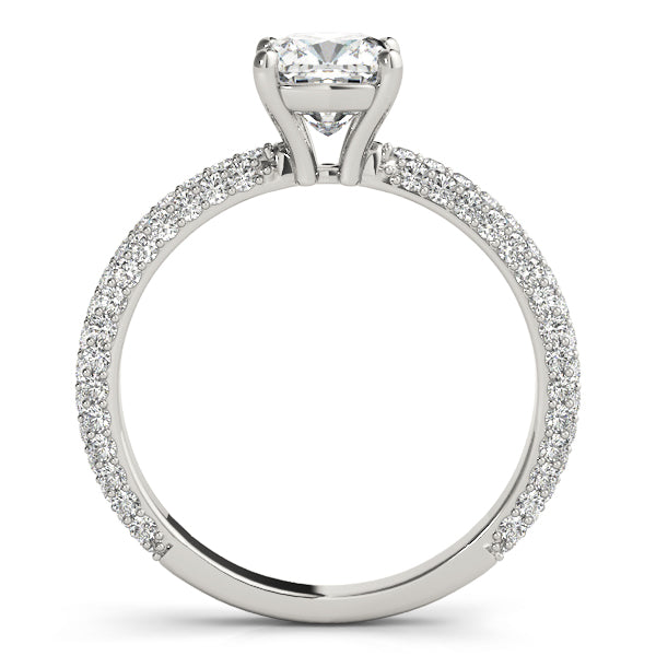 Elegant Pave Engagement Ring With Head Cushion Diamond Engagement Ring — 9K/18K Gold & Platinum