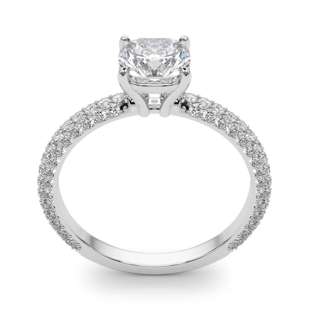Elegant Pave Engagement Ring With Head Cushion Diamond Engagement Ring — 9K/18K Gold & Platinum