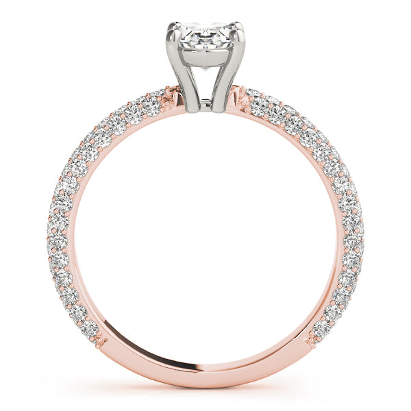 Vintage-Inspired Pave Engagement Ring With Center Oval Diamond Engagement Ring — 9K/18K Gold & Platinum
