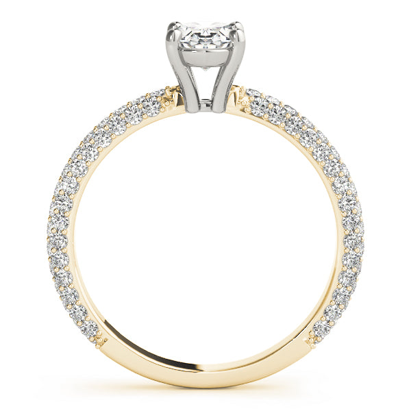 Vintage-Inspired Pave Engagement Ring With Center Oval Diamond Engagement Ring — 9K/18K Gold & Platinum