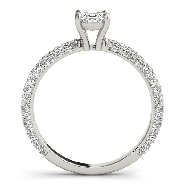 Vintage-Inspired Pave Engagement Ring With Center Oval Diamond Engagement Ring — 9K/18K Gold & Platinum