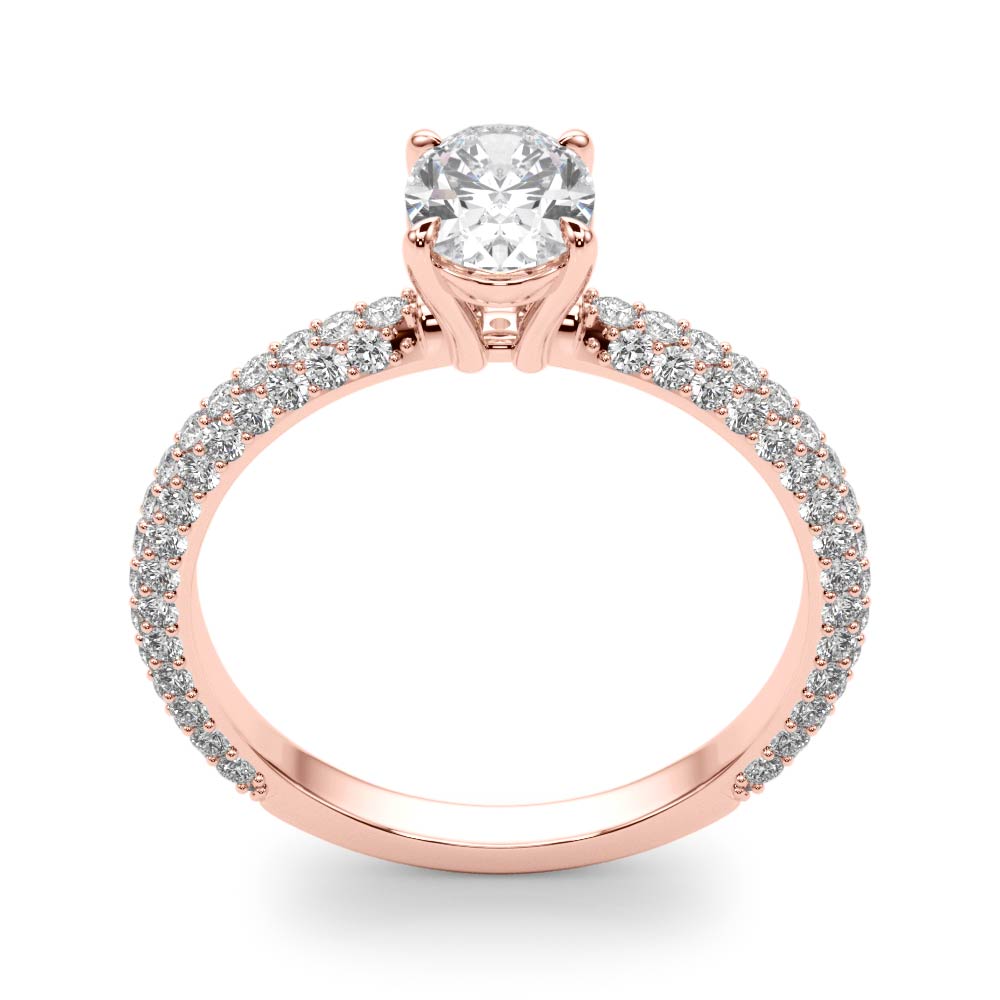 Vintage-Inspired Pave Engagement Ring With Center Oval Diamond Engagement Ring — 9K/18K Gold & Platinum