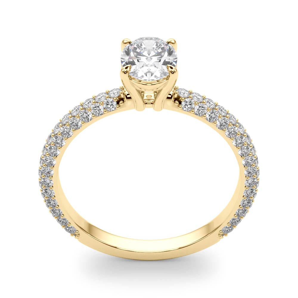 Vintage-Inspired Pave Engagement Ring With Center Oval Diamond Engagement Ring — 9K/18K Gold & Platinum