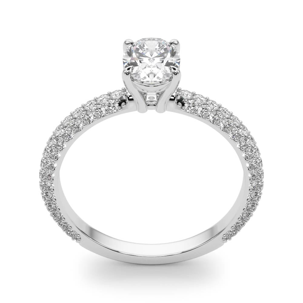 Vintage-Inspired Pave Engagement Ring With Center Oval Diamond Engagement Ring — 9K/18K Gold & Platinum