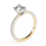 Heirloom Pave Engagement Ring With Cut Center Emerald Diamond Engagement Ring — 9K/18K Gold & Platinum