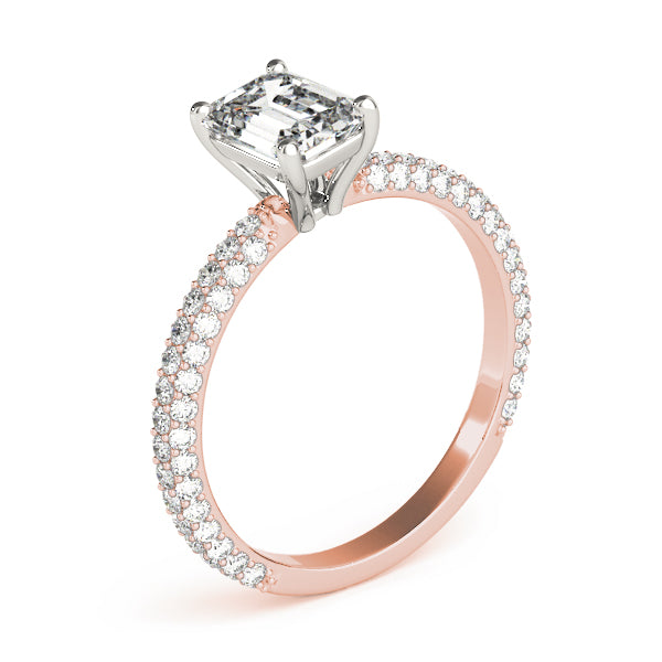 Heirloom Pave Engagement Ring With Cut Center Emerald Diamond Engagement Ring — 9K/18K Gold & Platinum