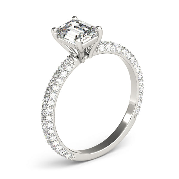 Heirloom Pave Engagement Ring With Cut Center Emerald Diamond Engagement Ring — 9K/18K Gold & Platinum
