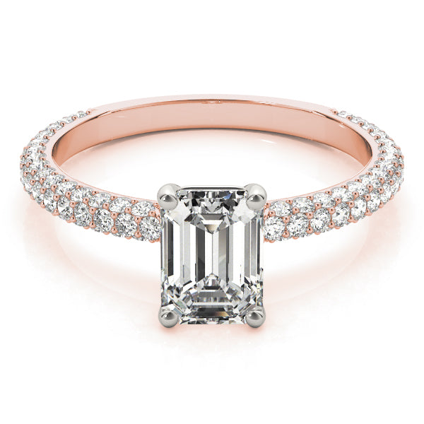 Heirloom Pave Engagement Ring With Cut Center Emerald Diamond Engagement Ring — 9K/18K Gold & Platinum