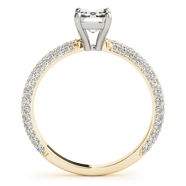 Heirloom Pave Engagement Ring With Cut Center Emerald Diamond Engagement Ring — 9K/18K Gold & Platinum