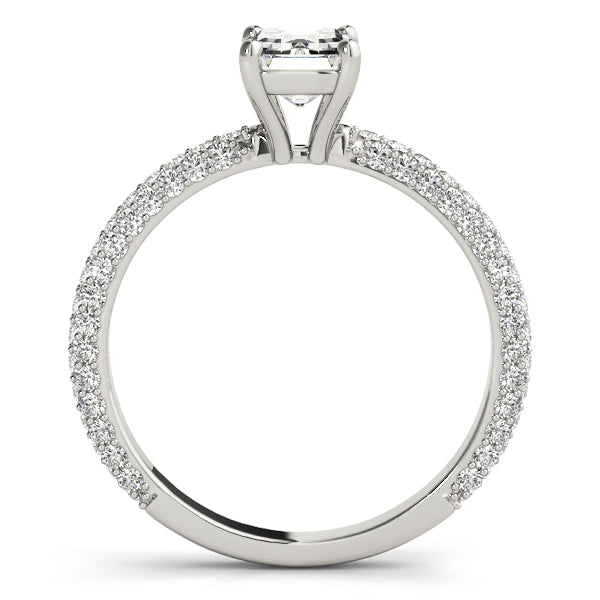 Heirloom Pave Engagement Ring With Cut Center Emerald Diamond Engagement Ring — 9K/18K Gold & Platinum