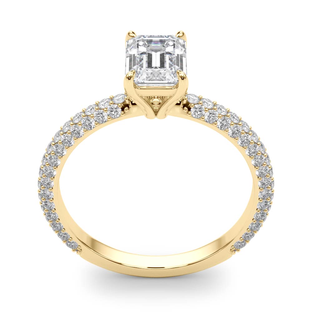 Heirloom Pave Engagement Ring With Cut Center Emerald Diamond Engagement Ring — 9K/18K Gold & Platinum