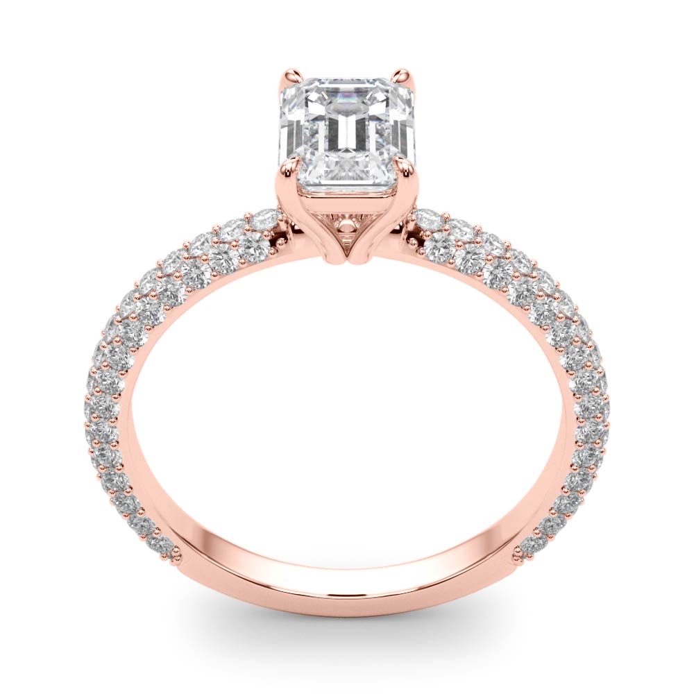 Heirloom Pave Engagement Ring With Cut Center Emerald Diamond Engagement Ring — 9K/18K Gold & Platinum