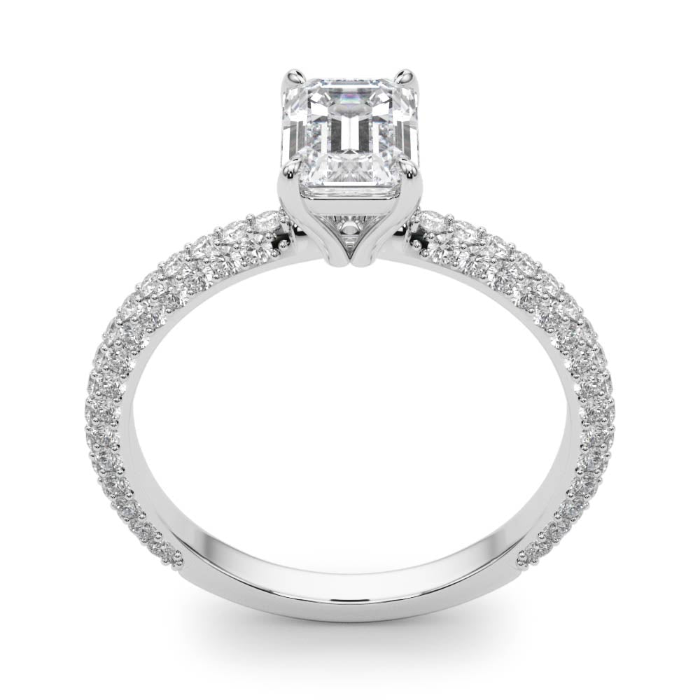 Heirloom Pave Engagement Ring With Cut Center Emerald Diamond Engagement Ring — 9K/18K Gold & Platinum