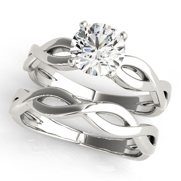 Noble Twisted Shank Engagement Ring Round Diamond Engagement Ring — 9K/18K Gold & Platinum
