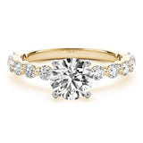 Luxe Single Prong Engagement Ring Round Diamond Engagement Ring — 9K/18K Gold & Platinum