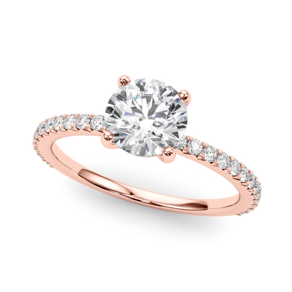 Refined Sidestone Round Diamond Engagement Ring — 9K/18K Gold & Platinum