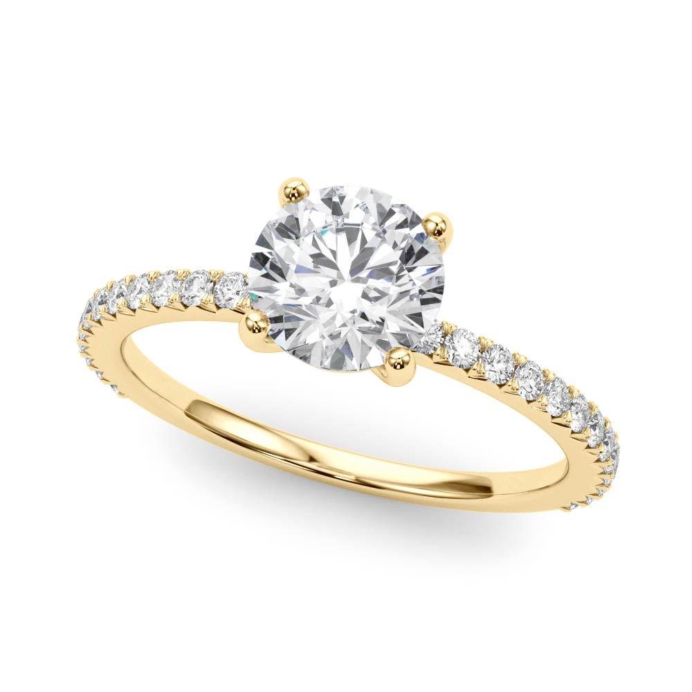 Refined Sidestone Round Diamond Engagement Ring — 9K/18K Gold & Platinum