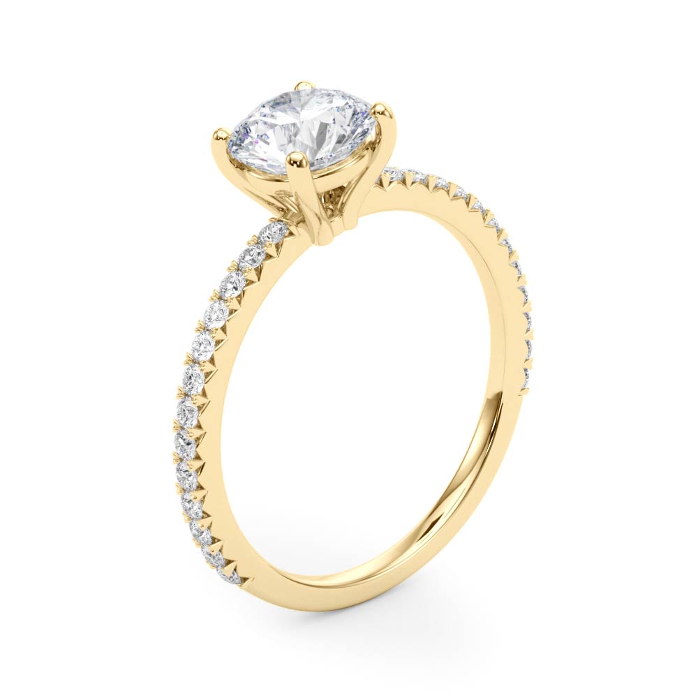 Refined Sidestone Round Diamond Engagement Ring — 9K/18K Gold & Platinum