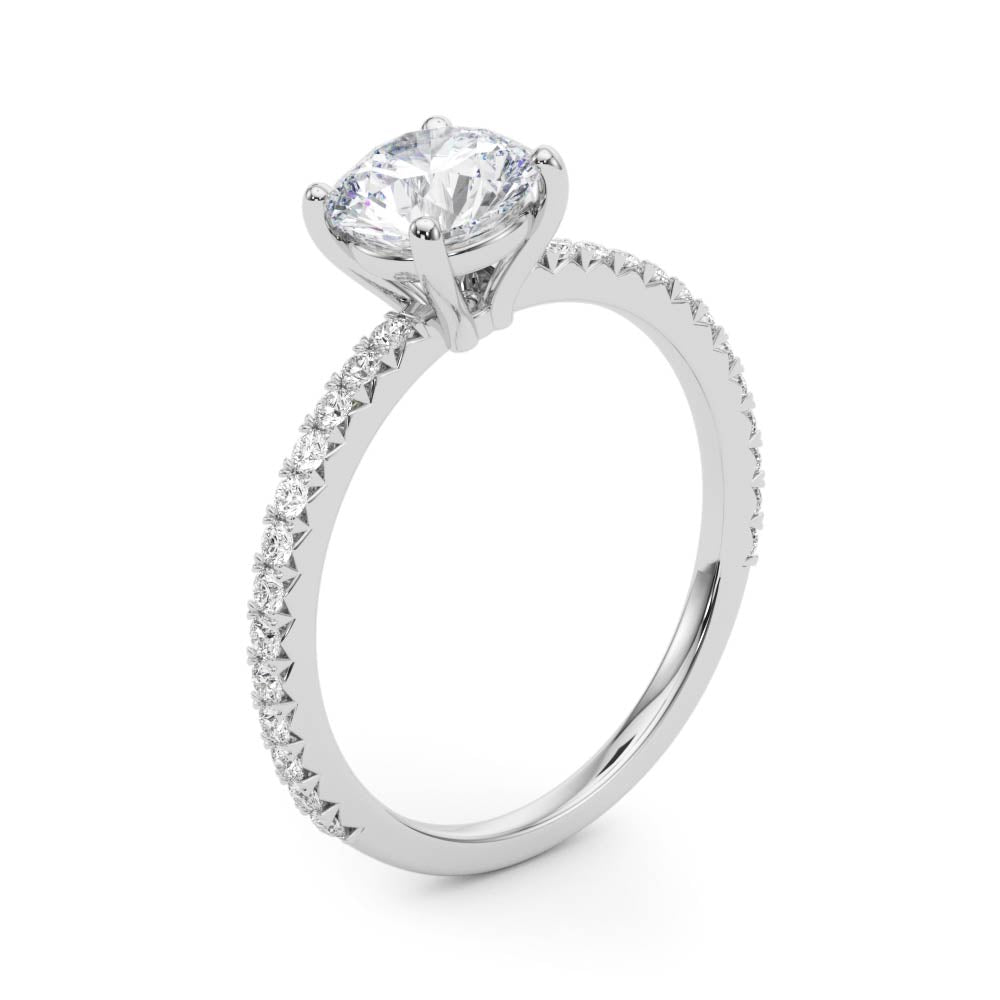Refined Sidestone Round Diamond Engagement Ring — 9K/18K Gold & Platinum