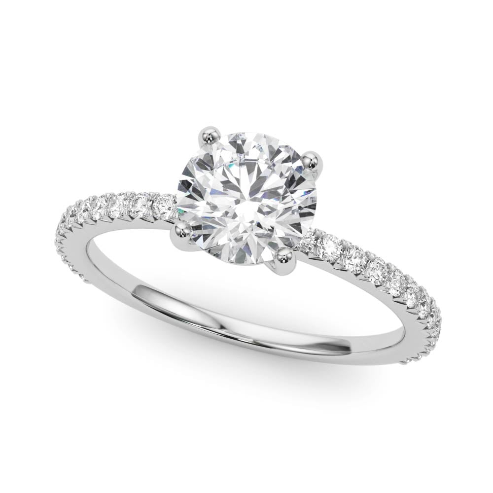 Refined Sidestone Round Diamond Engagement Ring — 9K/18K Gold & Platinum