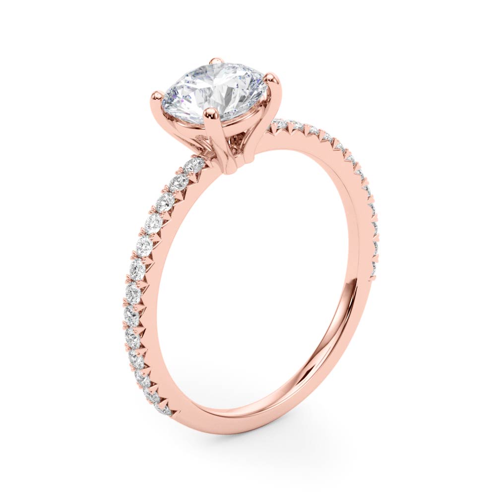 Refined Sidestone Round Diamond Engagement Ring — 9K/18K Gold & Platinum
