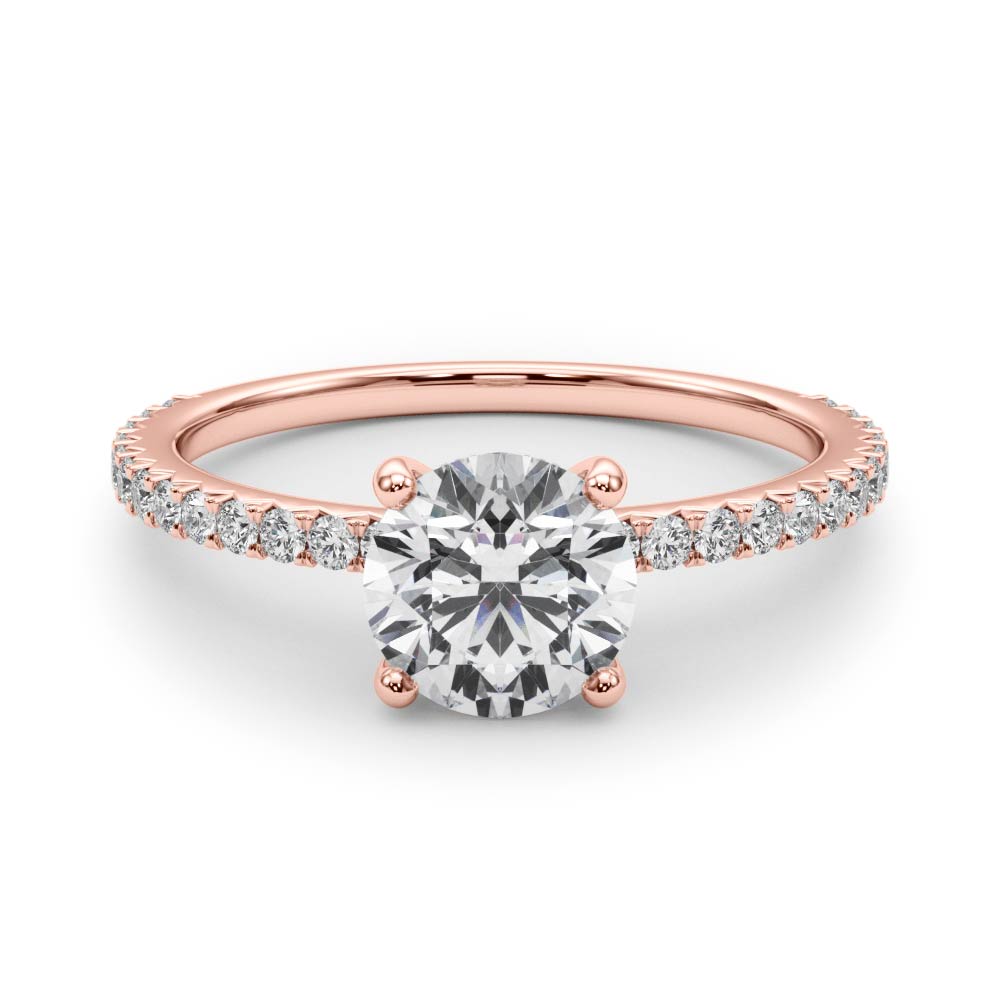 Refined Sidestone Round Diamond Engagement Ring — 9K/18K Gold & Platinum