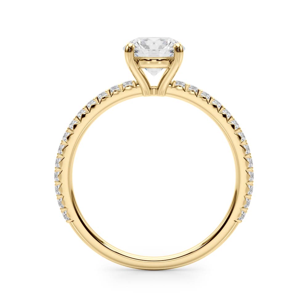 Refined Sidestone Round Diamond Engagement Ring — 9K/18K Gold & Platinum