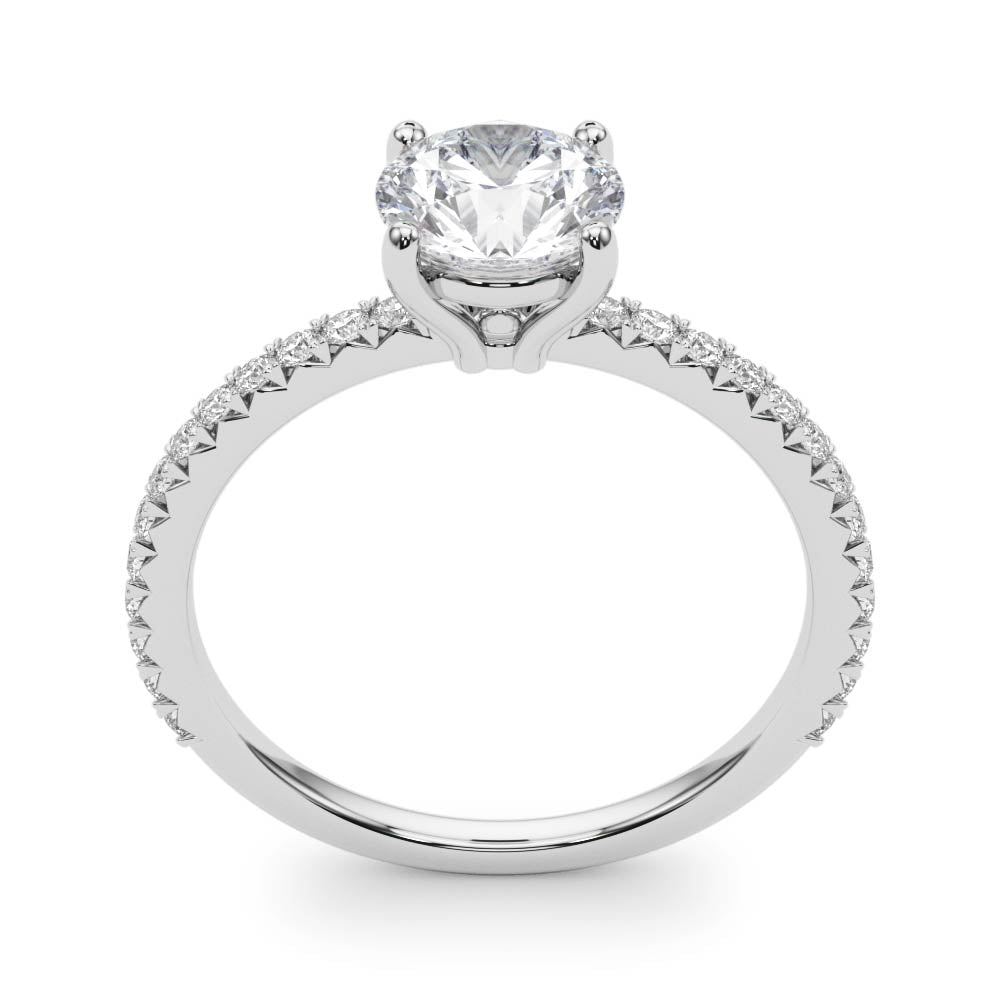 Refined Sidestone Round Diamond Engagement Ring — 9K/18K Gold & Platinum