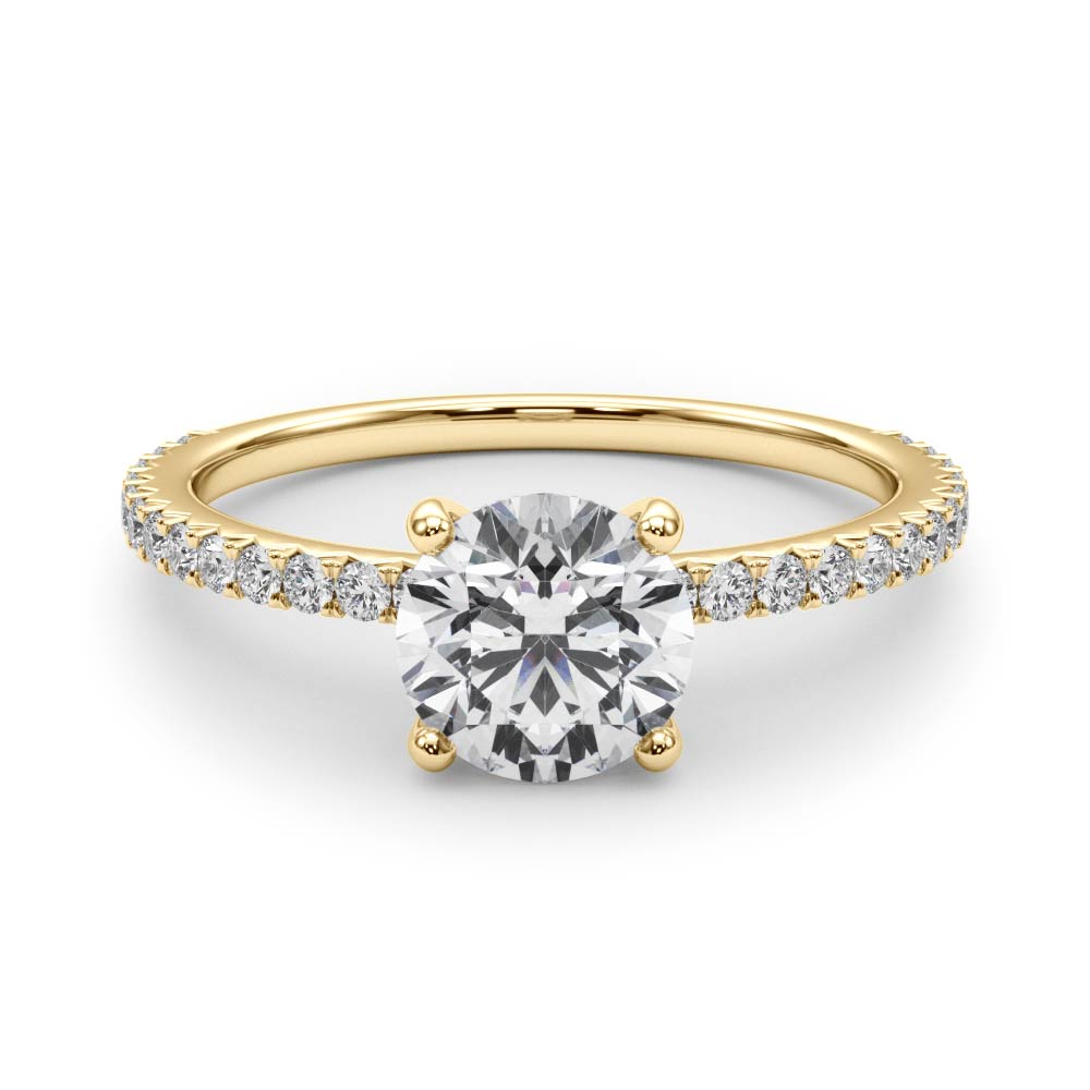 Refined Sidestone Round Diamond Engagement Ring — 9K/18K Gold & Platinum