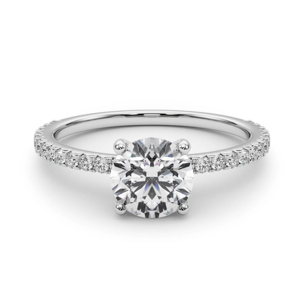 Refined Sidestone Round Diamond Engagement Ring — 9K/18K Gold & Platinum