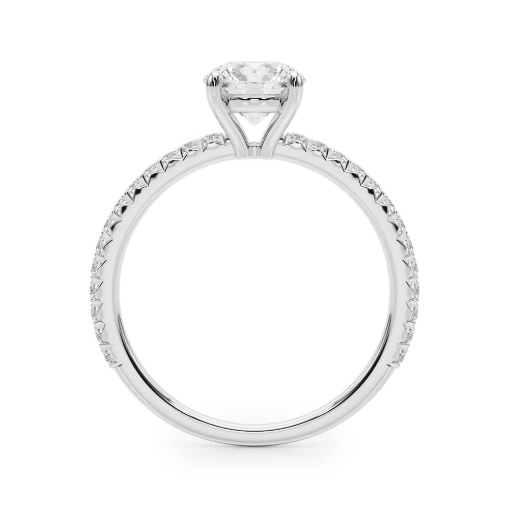 Refined Sidestone Round Diamond Engagement Ring — 9K/18K Gold & Platinum