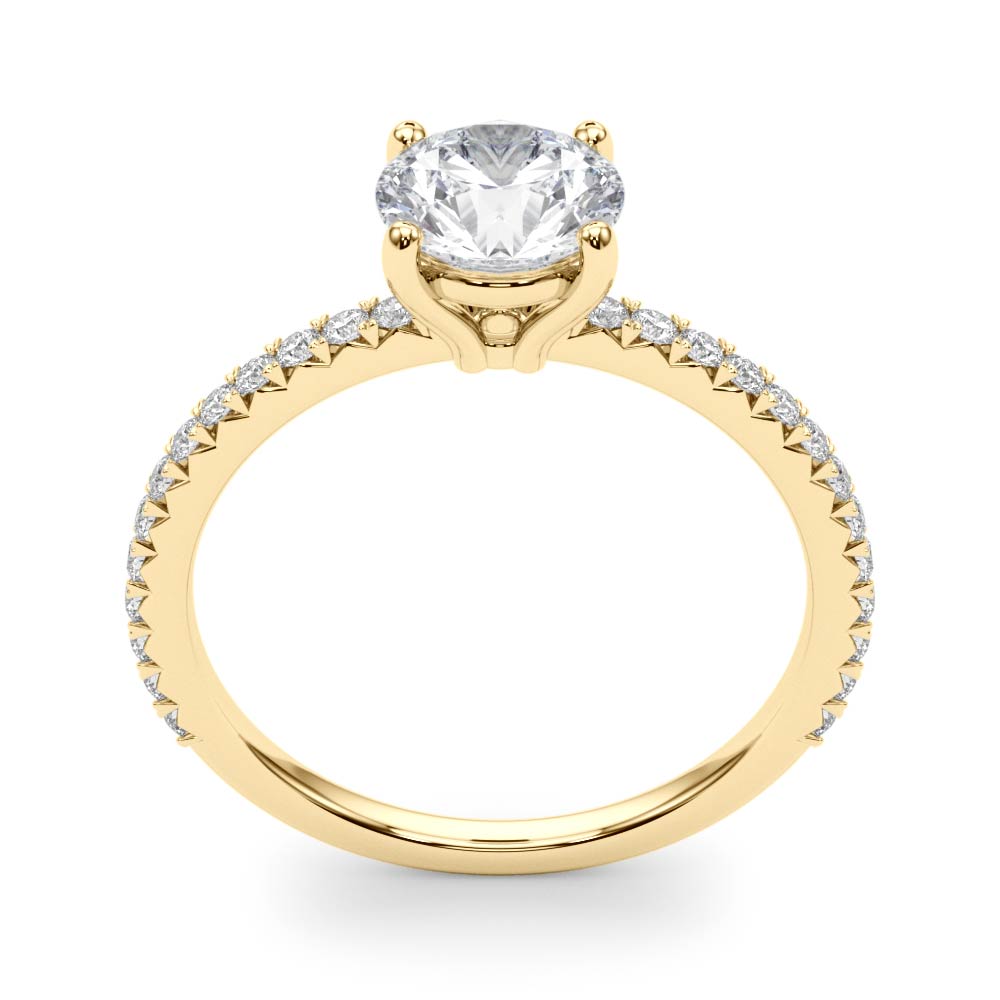 Refined Sidestone Round Diamond Engagement Ring — 9K/18K Gold & Platinum