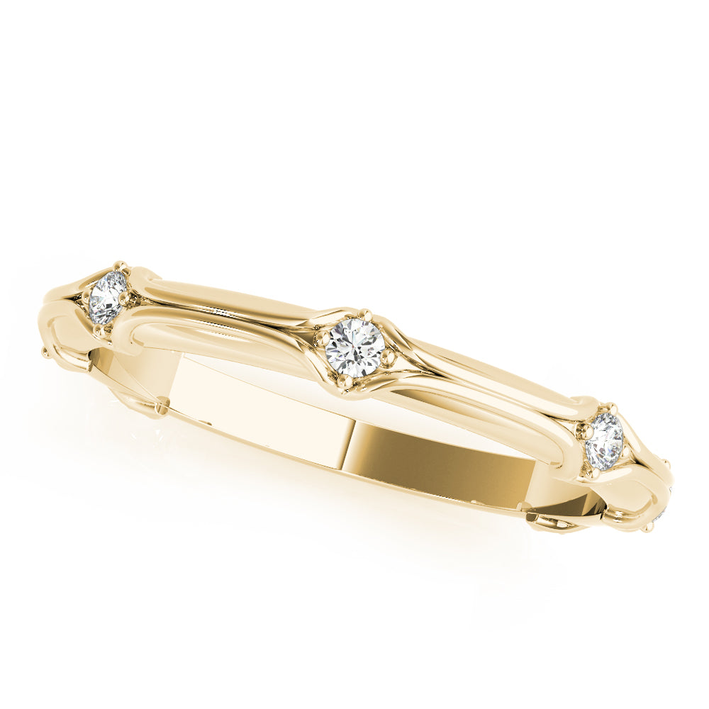 Stackable Accented Filigree Half Eternity Ring in Gold & Platinum