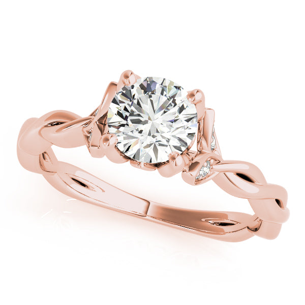 Regal With Twisted Shank Round Diamond Engagement Ring — 9K/18K Gold & Platinum