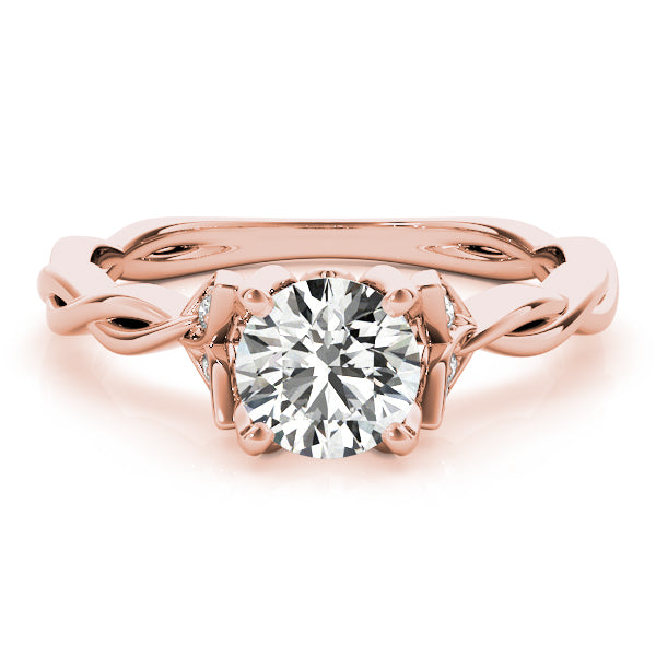 Regal With Twisted Shank Round Diamond Engagement Ring — 9K/18K Gold & Platinum