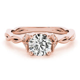 Regal With Twisted Shank Round Diamond Engagement Ring — 9K/18K Gold & Platinum