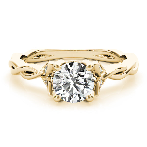 Regal With Twisted Shank Round Diamond Engagement Ring — 9K/18K Gold & Platinum
