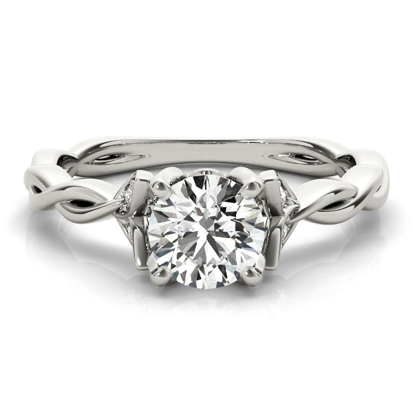 Regal With Twisted Shank Round Diamond Engagement Ring — 9K/18K Gold & Platinum