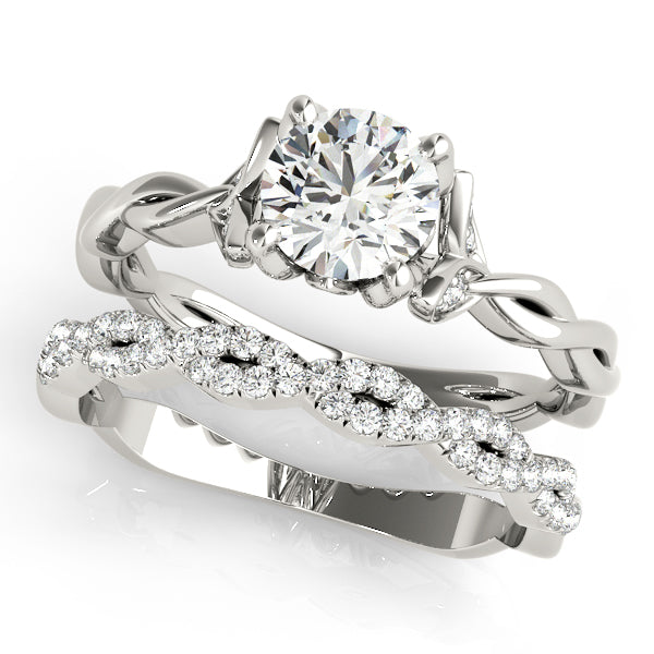 Regal With Twisted Shank Round Diamond Engagement Ring — 9K/18K Gold & Platinum
