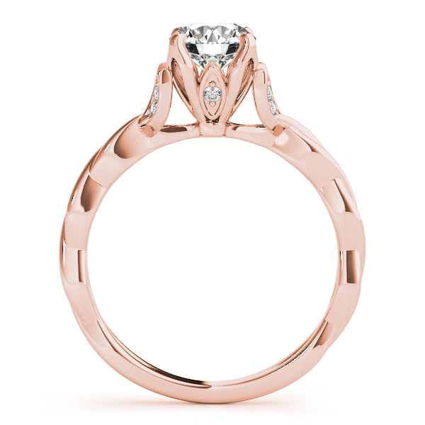 Regal With Twisted Shank Round Diamond Engagement Ring — 9K/18K Gold & Platinum