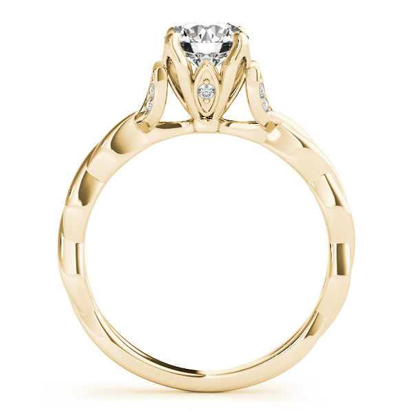 Regal With Twisted Shank Round Diamond Engagement Ring — 9K/18K Gold & Platinum