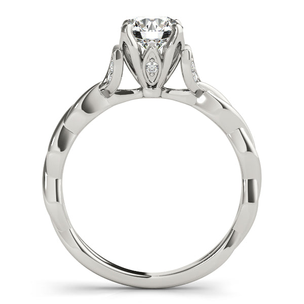 Regal With Twisted Shank Round Diamond Engagement Ring — 9K/18K Gold & Platinum