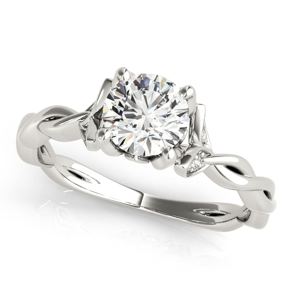 Regal With Twisted Shank Round Diamond Engagement Ring — 9K/18K Gold & Platinum