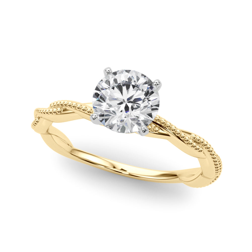 Signature Twisted Engagement Ring Round Diamond Engagement Ring — 9K/18K Gold & Platinum