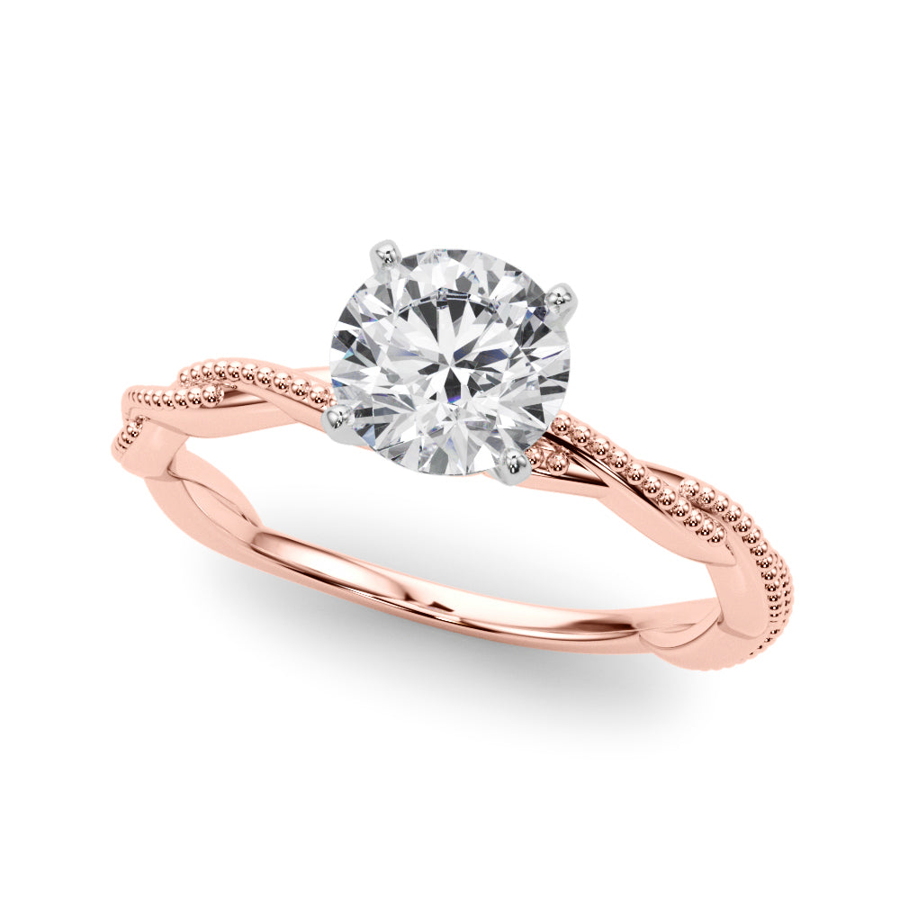 Signature Twisted Engagement Ring Round Diamond Engagement Ring — 9K/18K Gold & Platinum