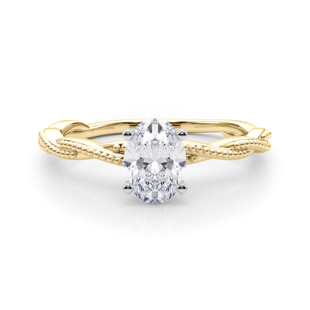 Signature Twisted Engagement Ring Round Diamond Engagement Ring — 9K/18K Gold & Platinum