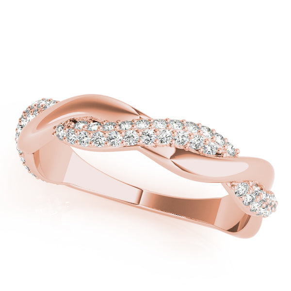 Double Row Pavã© Twisted Shank Half Eternity Ring in Gold & Platinum
